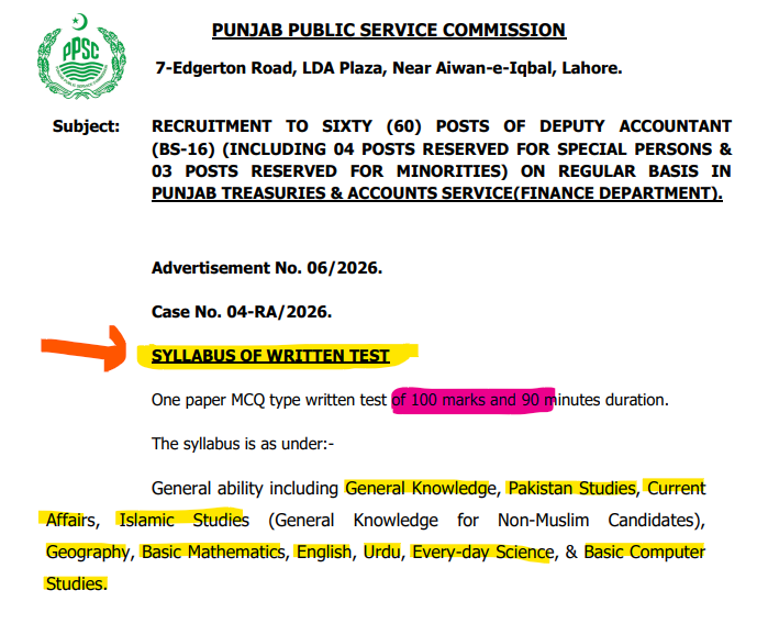 Deputy Accountant Past Paper Download in PDF